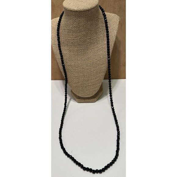 Vintage Vendome Black Faceted Glass Bead Necklace Signed Statement Slipover? - Picture 1 of 6